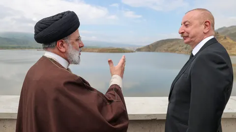بازدید مشترک روسای جمهور ایران و آذربایجان از سد قلعه‌سی