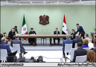 تصاویر نشست مطبوعاتی روسای جمهور ایران و سوریه و امضاء اسناد همکاری بین دو کشور