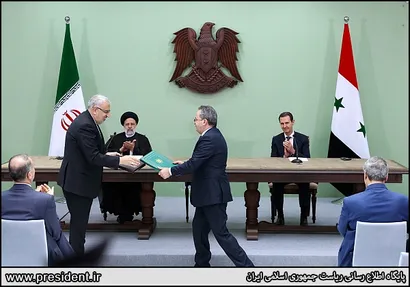 تصاویر نشست مطبوعاتی روسای جمهور ایران و سوریه و امضاء اسناد همکاری بین دو کشور