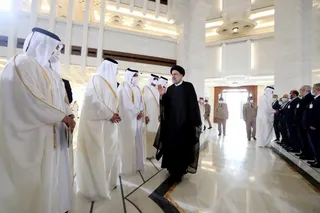 تصاویر استقبال رسمی امیر قطر از رییس جمهور در دیوان امیری