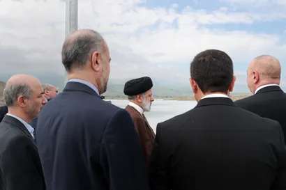 بازدید مشترک روسای جمهور ایران و آذربایجان از سد قلعه‌سی