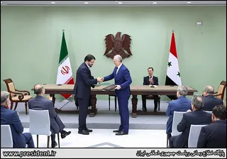 تصاویر نشست مطبوعاتی روسای جمهور ایران و سوریه و امضاء اسناد همکاری بین دو کشور