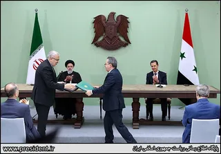 تصاویر نشست مطبوعاتی روسای جمهور ایران و سوریه و امضاء اسناد همکاری بین دو کشور