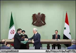 تصاویر نشست مطبوعاتی روسای جمهور ایران و سوریه و امضاء اسناد همکاری بین دو کشور
