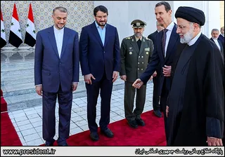 تصاویر مراسم استقبال رسمی از آیت الله رئیسی توسط رئیس جمهور سوریه