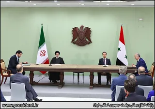 تصاویر نشست مطبوعاتی روسای جمهور ایران و سوریه و امضاء اسناد همکاری بین دو کشور