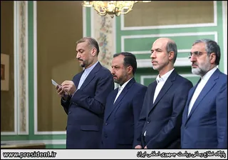 تصاویر نشست مطبوعاتی روسای جمهور ایران و عراق