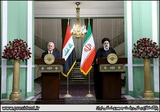 تصاویر نشست مطبوعاتی روسای جمهور ایران و عراق