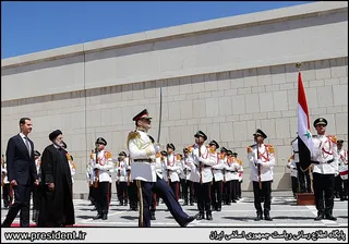 تصاویر مراسم استقبال رسمی از آیت الله رئیسی توسط رئیس جمهور سوریه