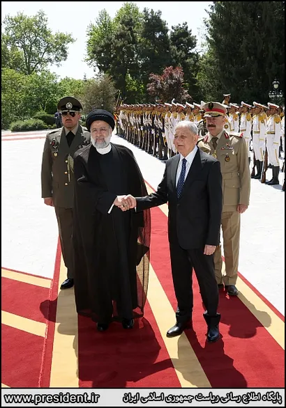 تصاویر استقبال رسمی آیت‌الله رئیسی از رئیس جمهور عراق