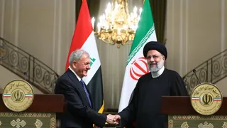 تصاویر نشست مطبوعاتی روسای جمهور ایران و عراق