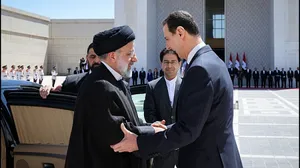 فیلم مراسم استقبال رسمی از آیت الله رئیسی توسط رئیس جمهور سوریه