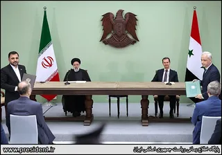 تصاویر نشست مطبوعاتی روسای جمهور ایران و سوریه و امضاء اسناد همکاری بین دو کشور