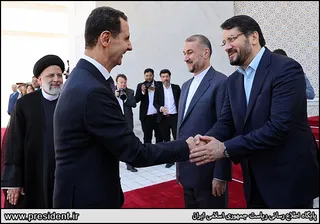 تصاویر مراسم استقبال رسمی از آیت الله رئیسی توسط رئیس جمهور سوریه