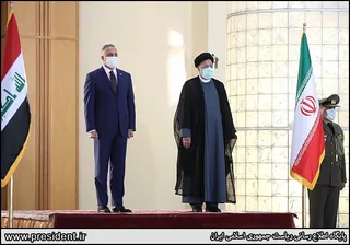 تصاویر استقبال رسمی آیت الله رئیسی از نخست وزیر عراق