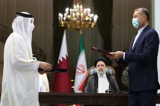 تصاویر نشست مطبوعاتی رئیس جمهور با امیر قطر