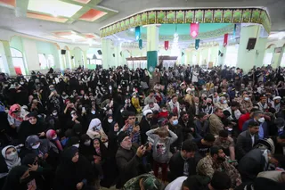 تصاویر رئیس جمهور در جمع زائران راهیان نور در منطقه شلمچه