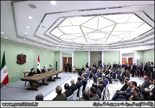 تصاویر نشست مطبوعاتی روسای جمهور ایران و سوریه و امضاء اسناد همکاری بین دو کشور