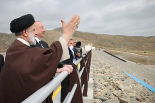 بازدید مشترک روسای جمهور ایران و آذربایجان از سد قلعه‌سی