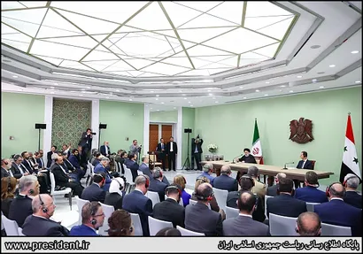 تصاویر نشست مطبوعاتی روسای جمهور ایران و سوریه و امضاء اسناد همکاری بین دو کشور