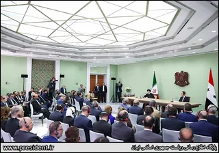 تصاویر نشست مطبوعاتی روسای جمهور ایران و سوریه و امضاء اسناد همکاری بین دو کشور